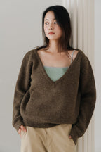 Soft Layered Knit Set-BROWN