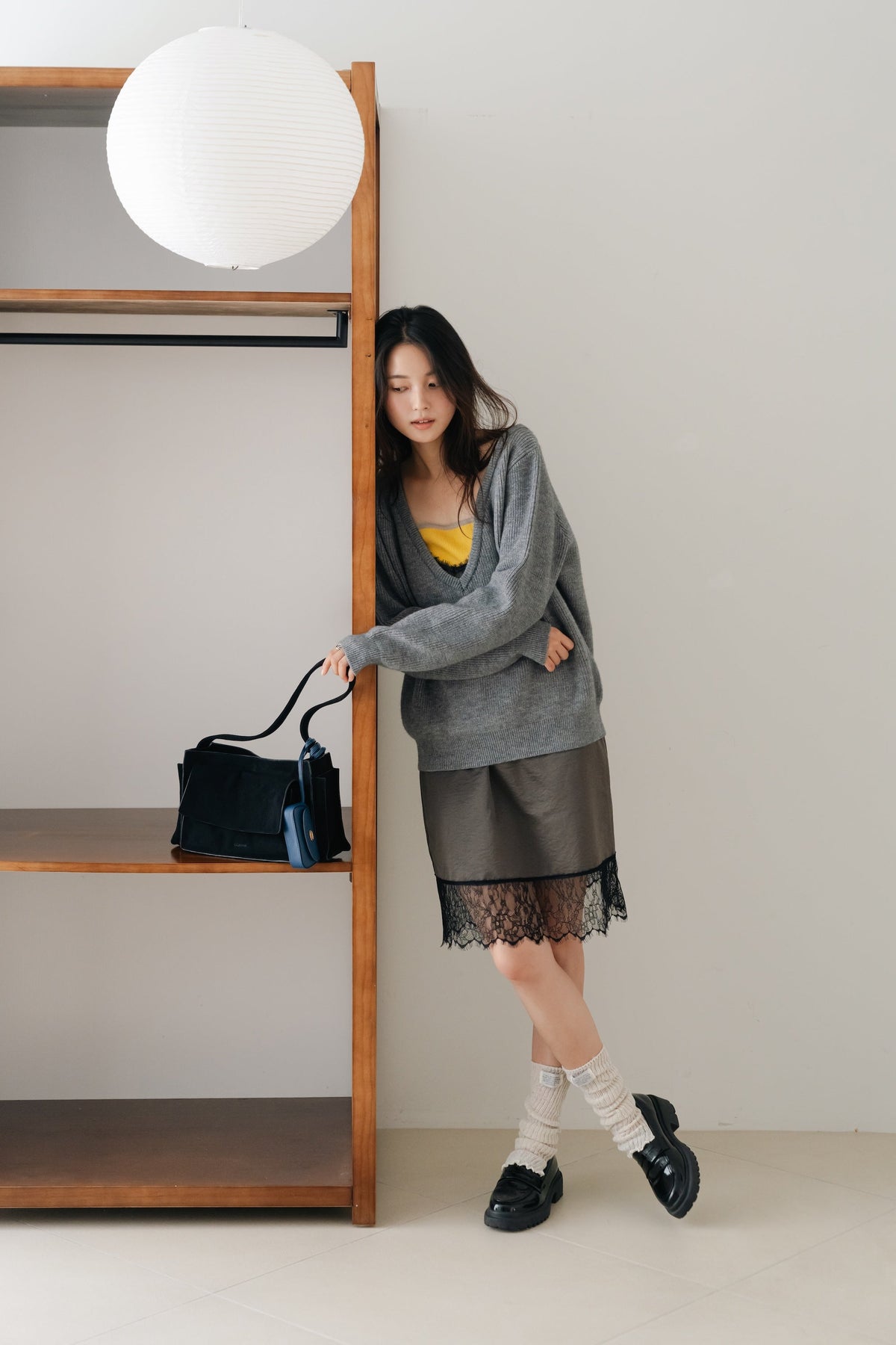 Soft Layered Knit Set-GREY