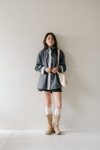 Lace Volume Coat-GREY