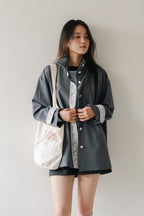 Lace Volume Coat-GREY