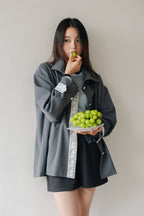 Lace Volume Coat-GREY