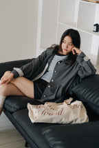 Lace Volume Coat-GREY