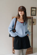 Soft Layered Knit Set-BLUE
