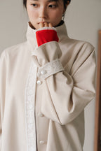Lace Volume Coat-BEIGE