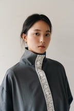 Lace Volume Coat-GREY