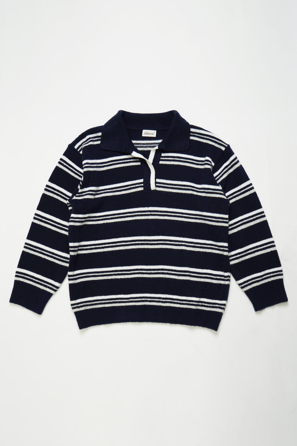 Border Knit Polo-NAVY