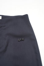 Cropped Slim Pants-NAVY