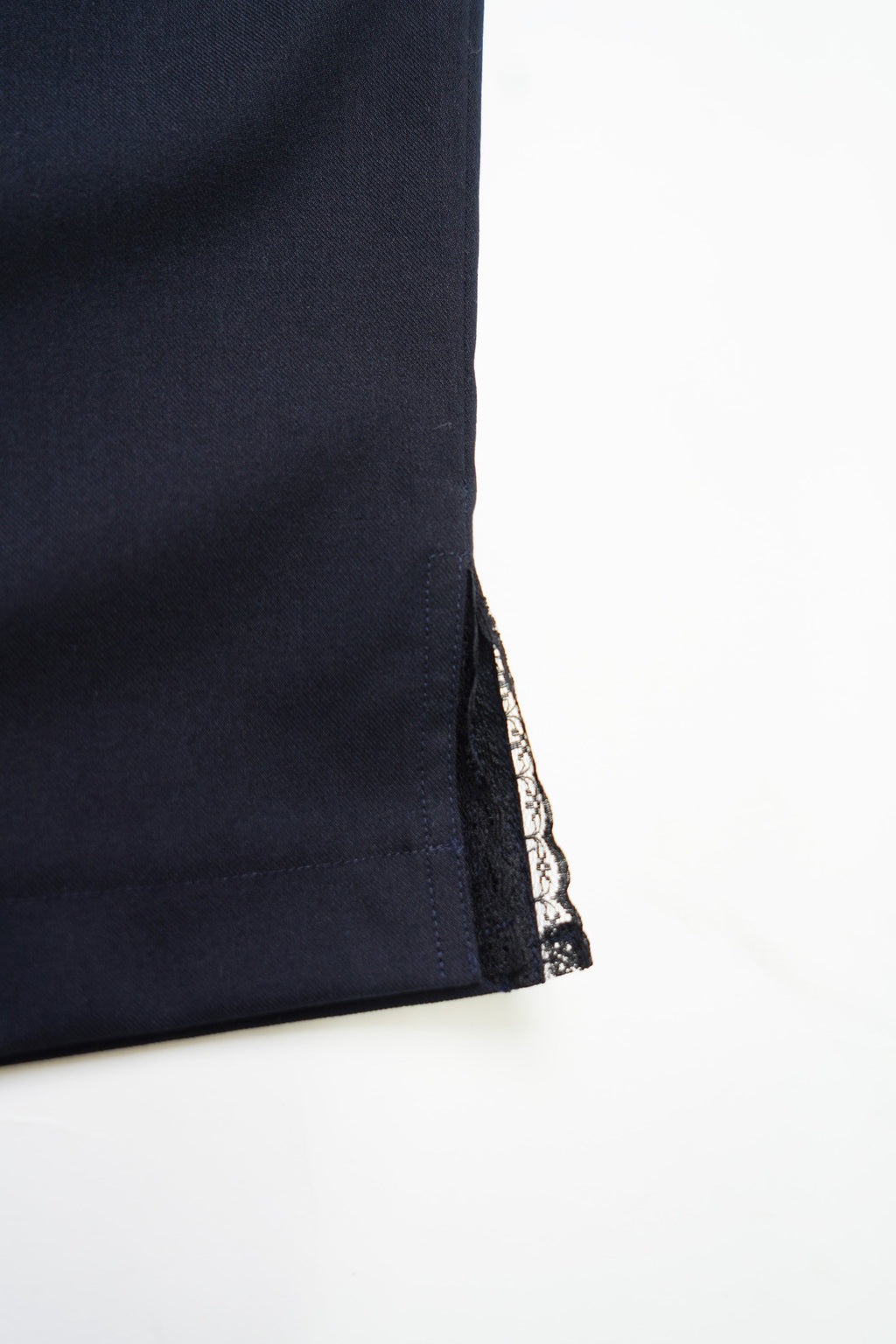 Cropped Slim Pants-NAVY