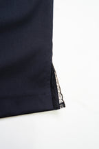 Cropped Slim Pants-NAVY