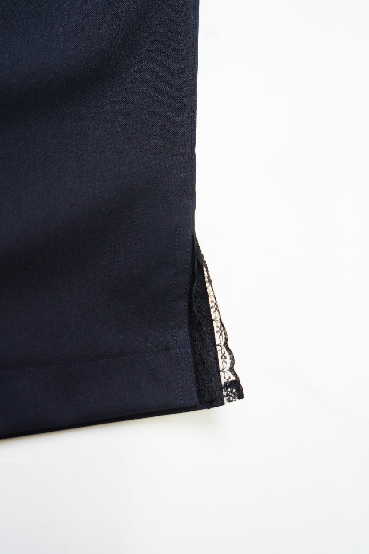 Cropped Slim Pants-NAVY