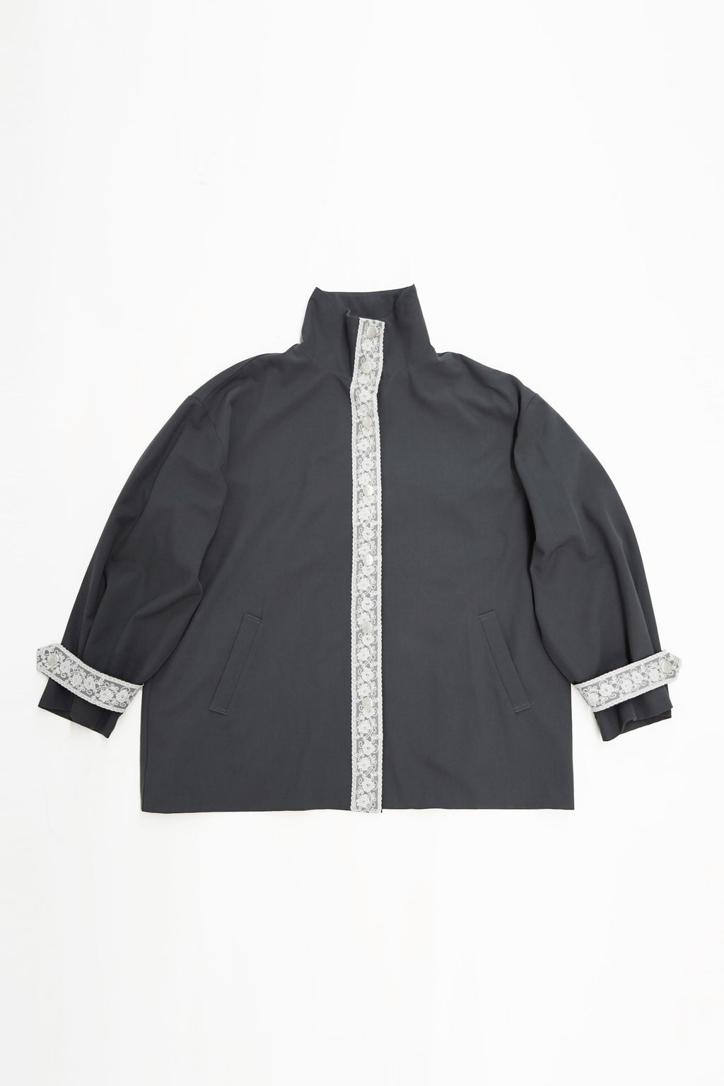 Lace Volume Coat-GREY