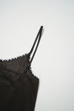 Satin lace cami one piece-CHARCOAL